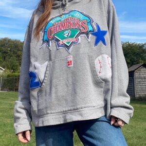 1 of 1 Toronto Blue Jays Customized Patchwork Hoodie, Size Large